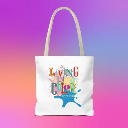 Living In Color 90s Throwback Tote Bag - Living In Color Since Custom Birth Year Retro Tote - Retro In Living Color 90s Inspired Tote Bag