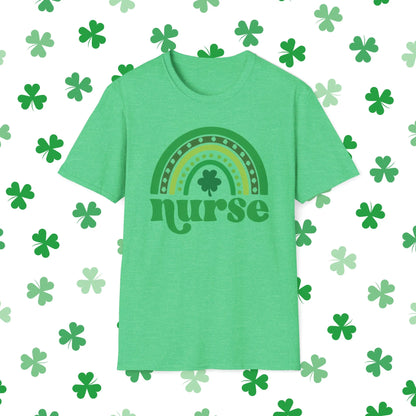 Nurse St. Patrick's Day Rainbow T-Shirt - Nurse St. Patrick's Day Shirt Green Front