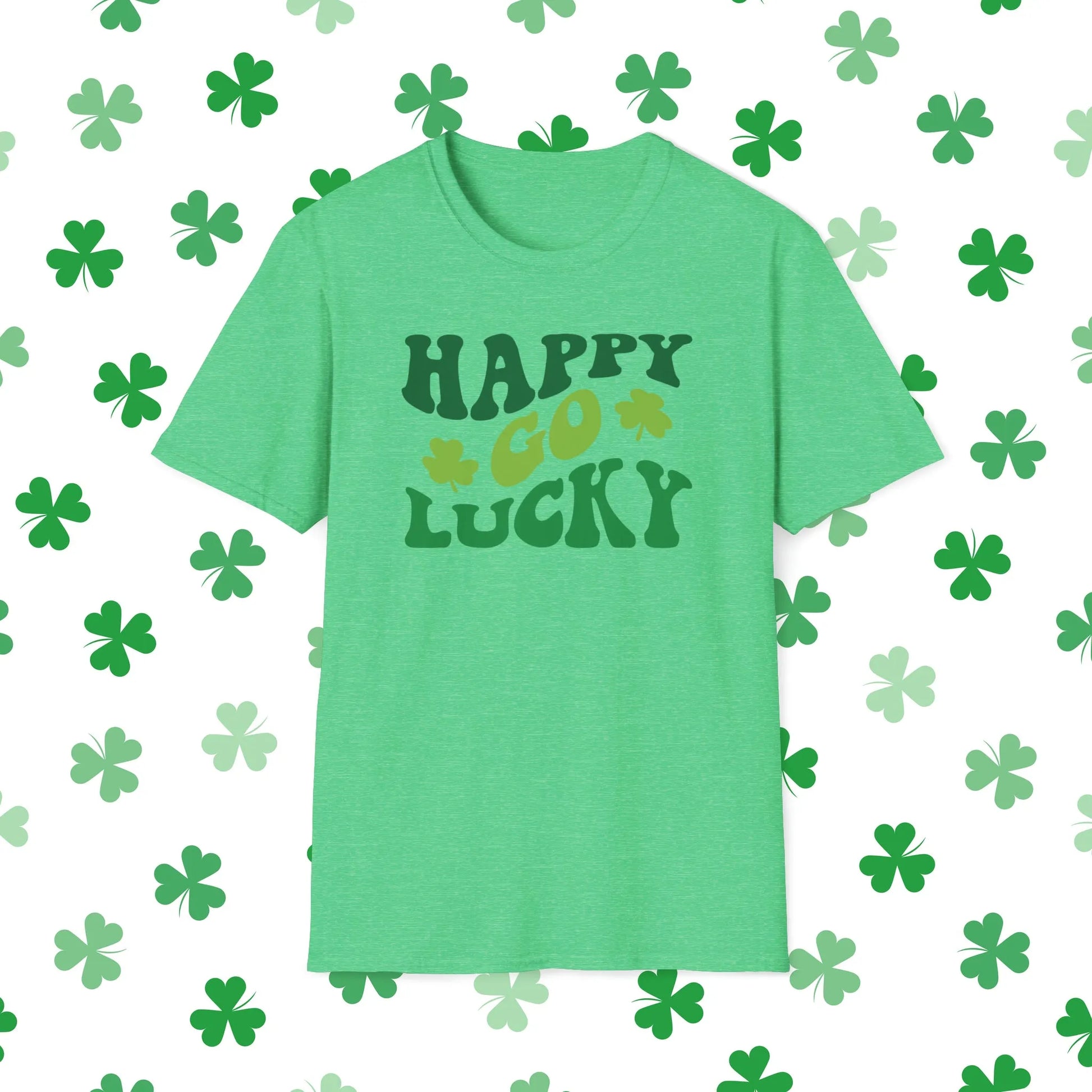 Happy Go Lucky Retro-Style St. Patrick's Day T-Shirt - Comfort & Charm - Happy Go Lucky St. Patrick's Day Shirt Green