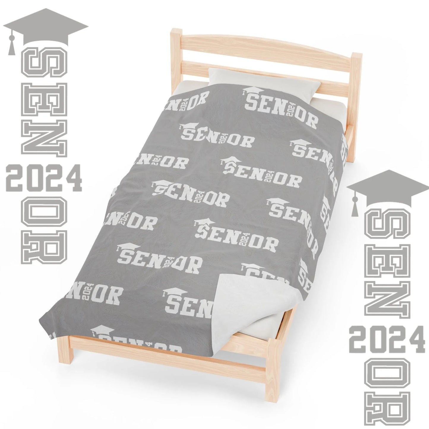 Class of 2024 Celebration Throw Blanket: Personalized, Cozy, and Stylish - Senior 2024 Personalized Throw Blanket Grey