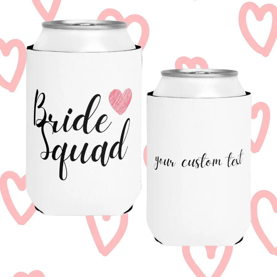 Bride Squad Bachelorette Party Can Cooler Sleeve Front & Back View