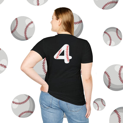 Custom Baseball Mom Shirt - Baseball Mom Softstyle T-Shirt - Baseball Mom Shirt Black Back