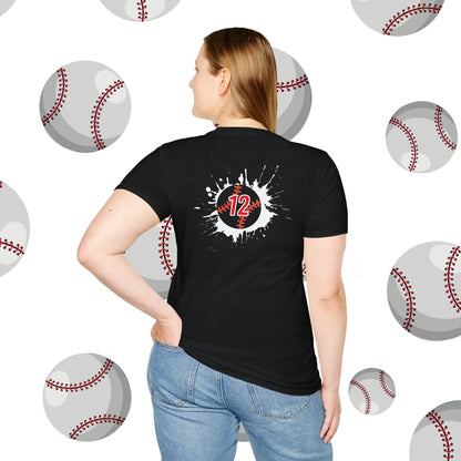 Custom Baseball Sister Shirt - Baseball Sister Player Number T-Shirt Black Back Model