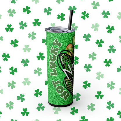 Not Lucky, Just Bless St. Patrick's Day Skinny Tumbler with Straw, 20oz White Side