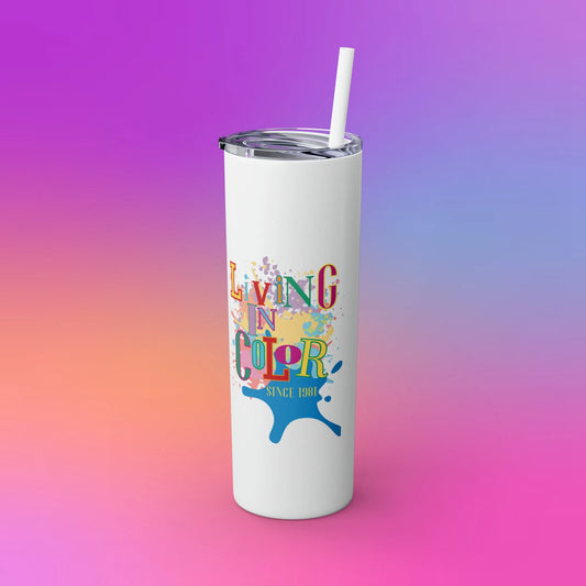 Living In Color 90s Throwback Skinny Tumbler - Living In Color Since Custom Birth Year Tumbler - Retro In Living Color 90s Inspired Tumbler - Personalize It Toledo