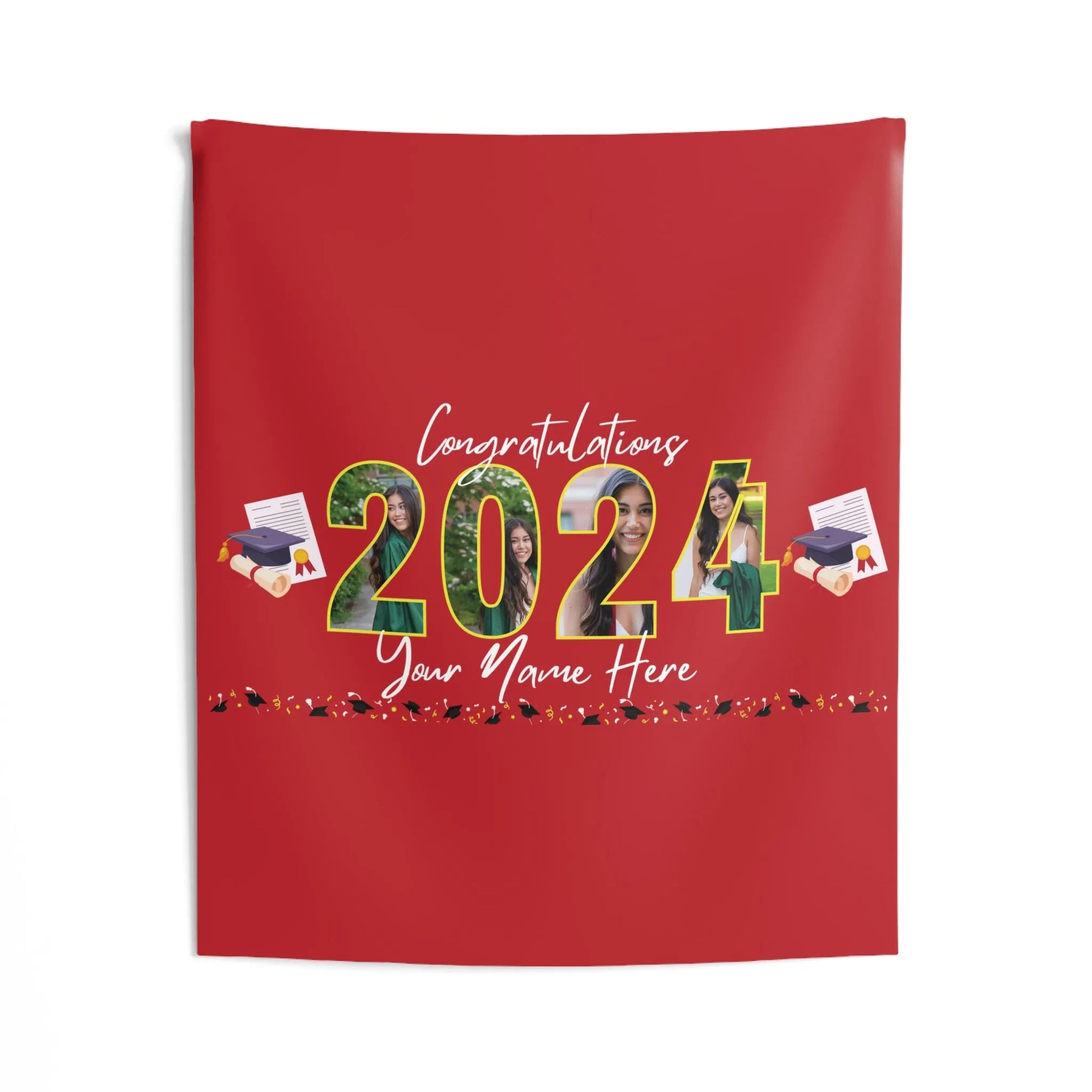 Class of 2024 Photo Wall Tapestry Red