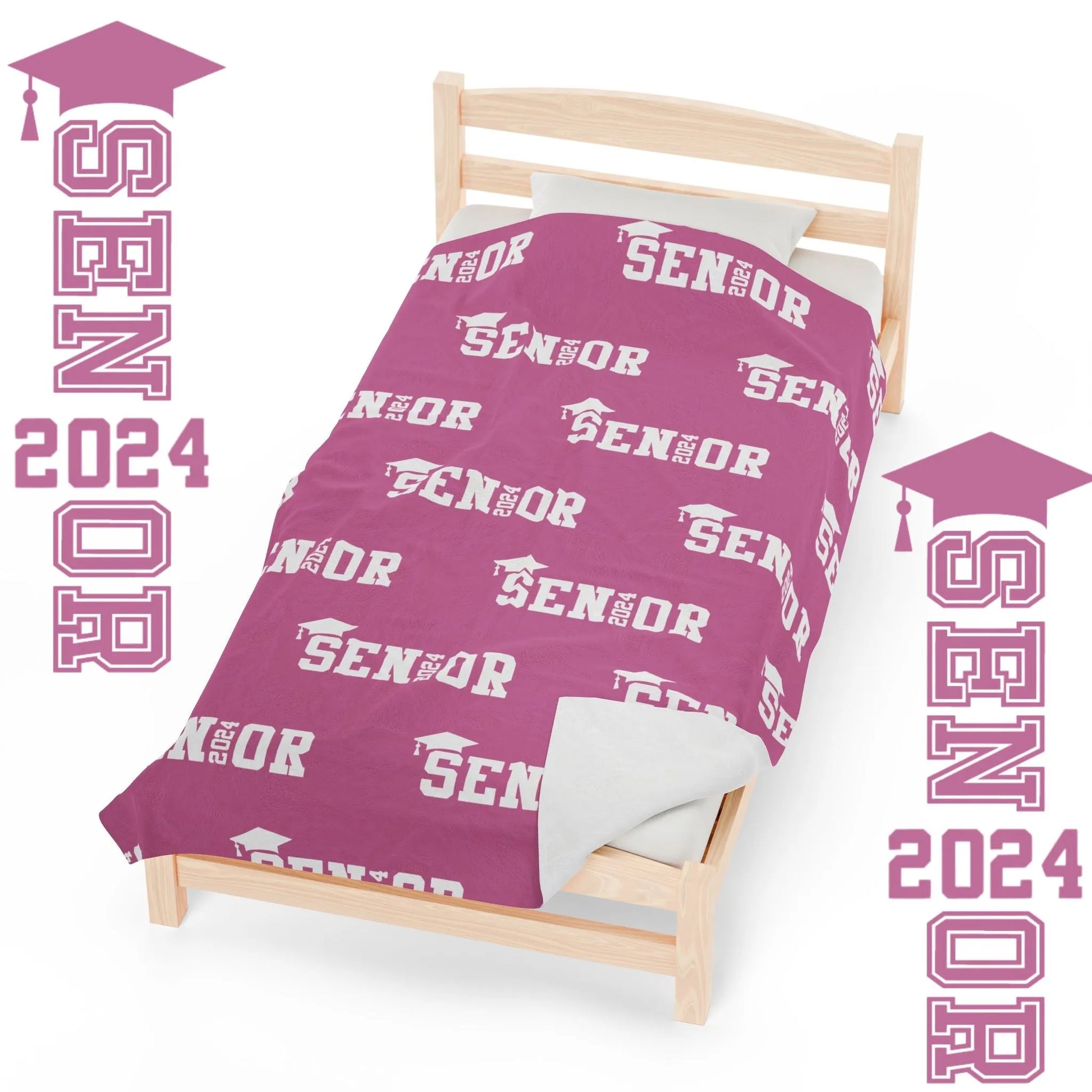 Class of 2024 Celebration Throw Blanket: Personalized, Cozy, and Stylish - Senior 2024 Personalized Throw Blanket Pink