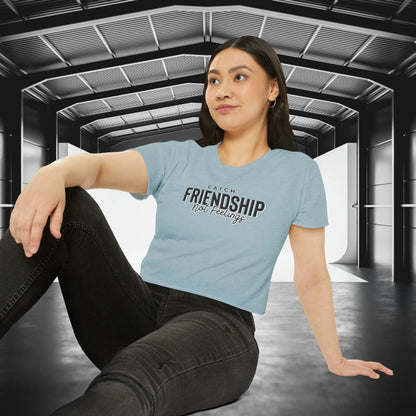 Catch Friendship Not Feelings Crop Top Stonewash Denim