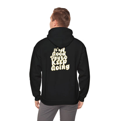 It's A Good Day To Keep Going Hoodie Yellow Model Black Back