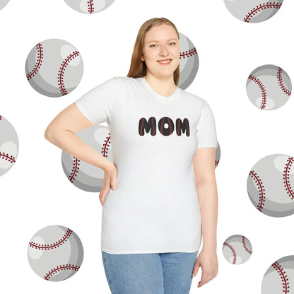 Custom Baseball Mom Shirt - Baseball Mom Softstyle T-Shirt - Baseball Mom Shirt White Front Model