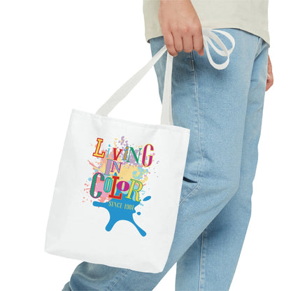 Living In Color 90s Throwback Tote Bag - Living In Color Since Custom Birth Year Retro Tote - Retro In Living Color 90s Inspired Tote Bag