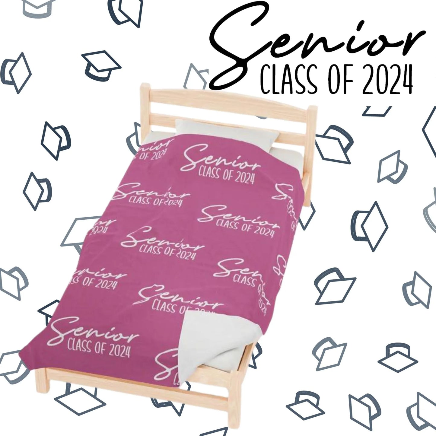Senior Class of 2024 Celebration Throw Blanket: Personalized, Cozy, and Stylish - Senior 2024 Personalized Throw Blanket Pink
