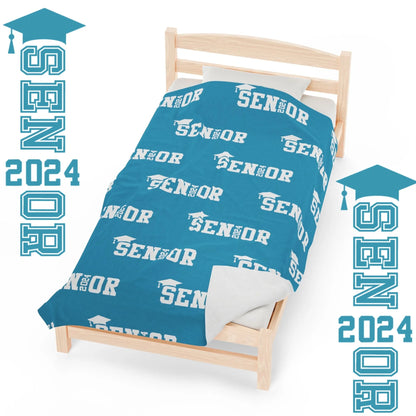 Class of 2024 Celebration Throw Blanket: Personalized, Cozy, and Stylish - Senior 2024 Personalized Throw Blanket Turquoise