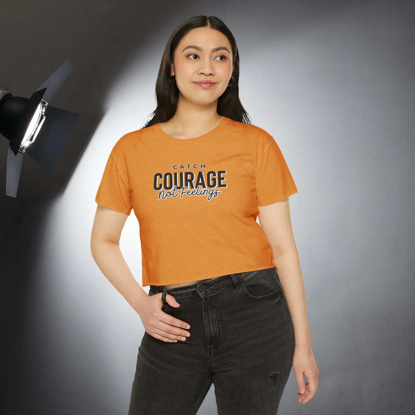 Catch Courage Not Feelings Crop Top - Trendy Women's Top Antique Gold