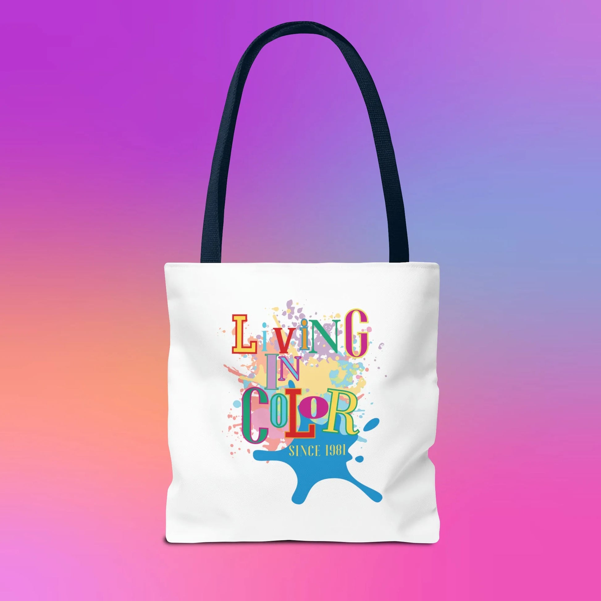 Living In Color 90s Throwback Tote Bag - Living In Color Since Custom Birth Year Retro Tote - Retro In Living Color 90s Inspired Tote Bag