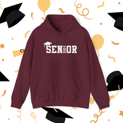 Senior 2024 Hooded Sweatshirt - Class of 2024 Hooded Sweatshirt - Graduation Apparel Maroon