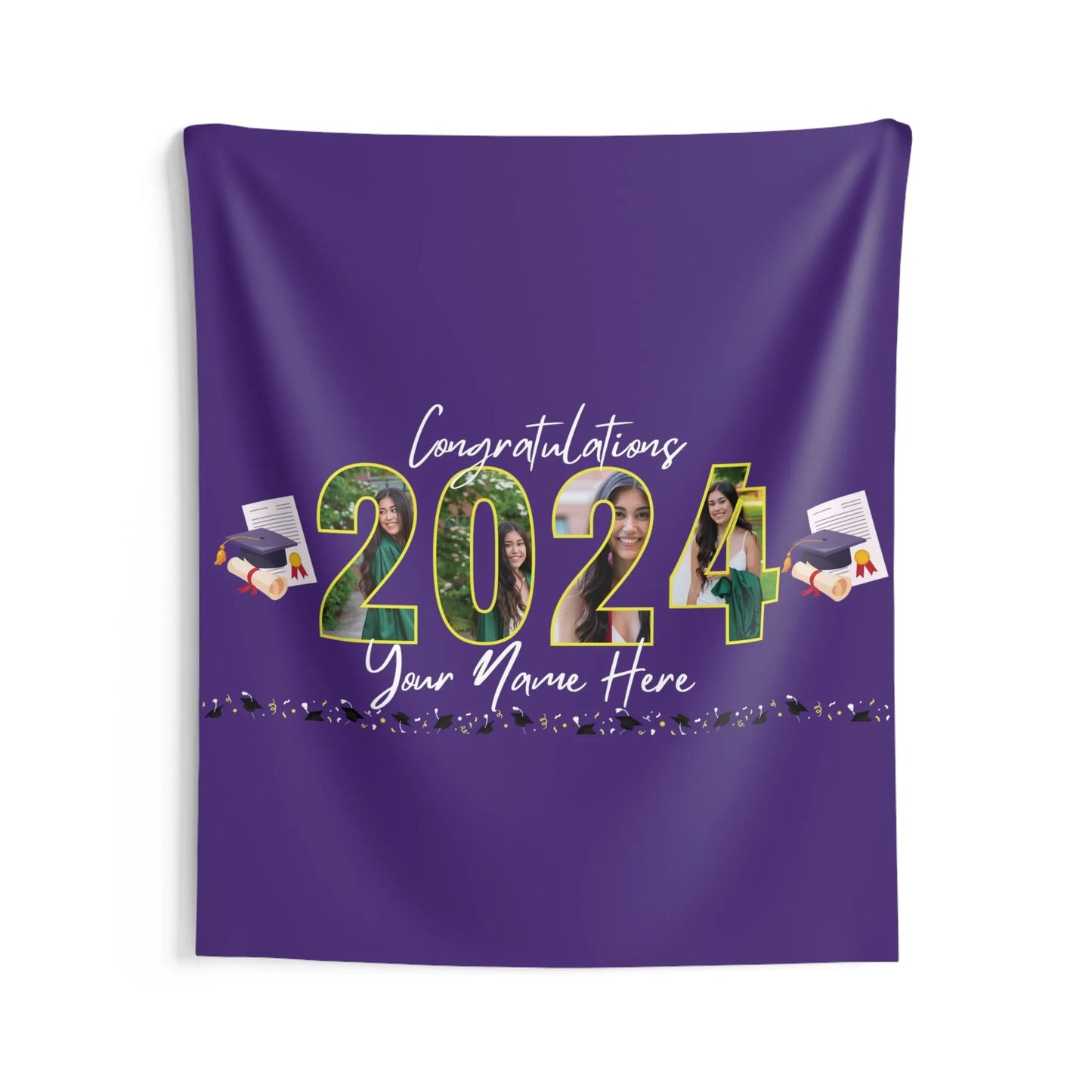 Class of 2024 Photo Wall Tapestry Purple
