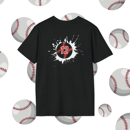Custom Baseball Grandpa Shirt - Baseball Grandpa Player Number Soft-Style T-Shirt Black Shirt Back
