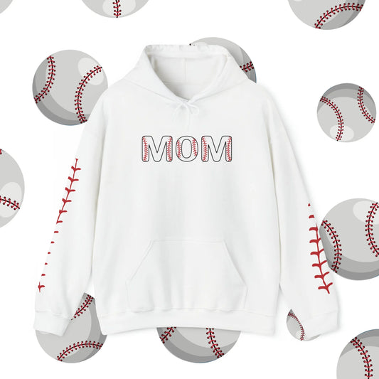 Custom Baseball Mom Stitches Hooded Sweatshirt - Baseball Stitches Mom Hoodie - Custom Baseball Apparel