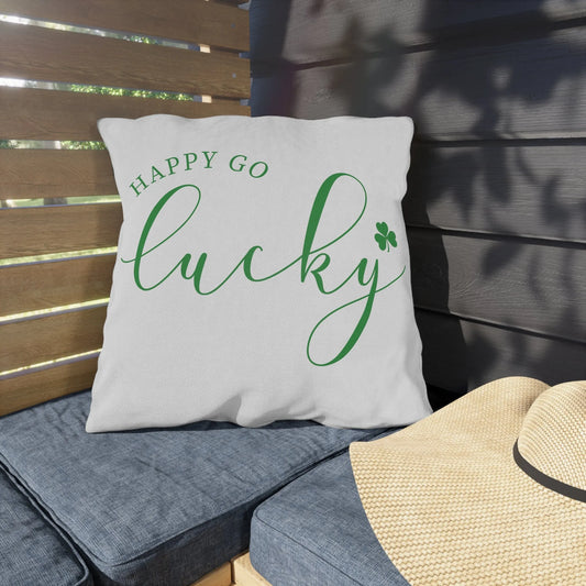Happy Go Lucky St. Patrick's Day Outdoor Pillow - St. Patty's Day Throw Pillow - St. Patrick's Day Home Decor