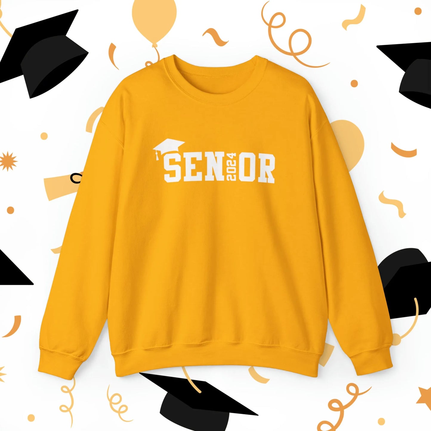 Senior 2024 Crewneck Sweatshirt - Senior 2024 Sweatshirt - Class of 2024 Sweatshirt Yellow