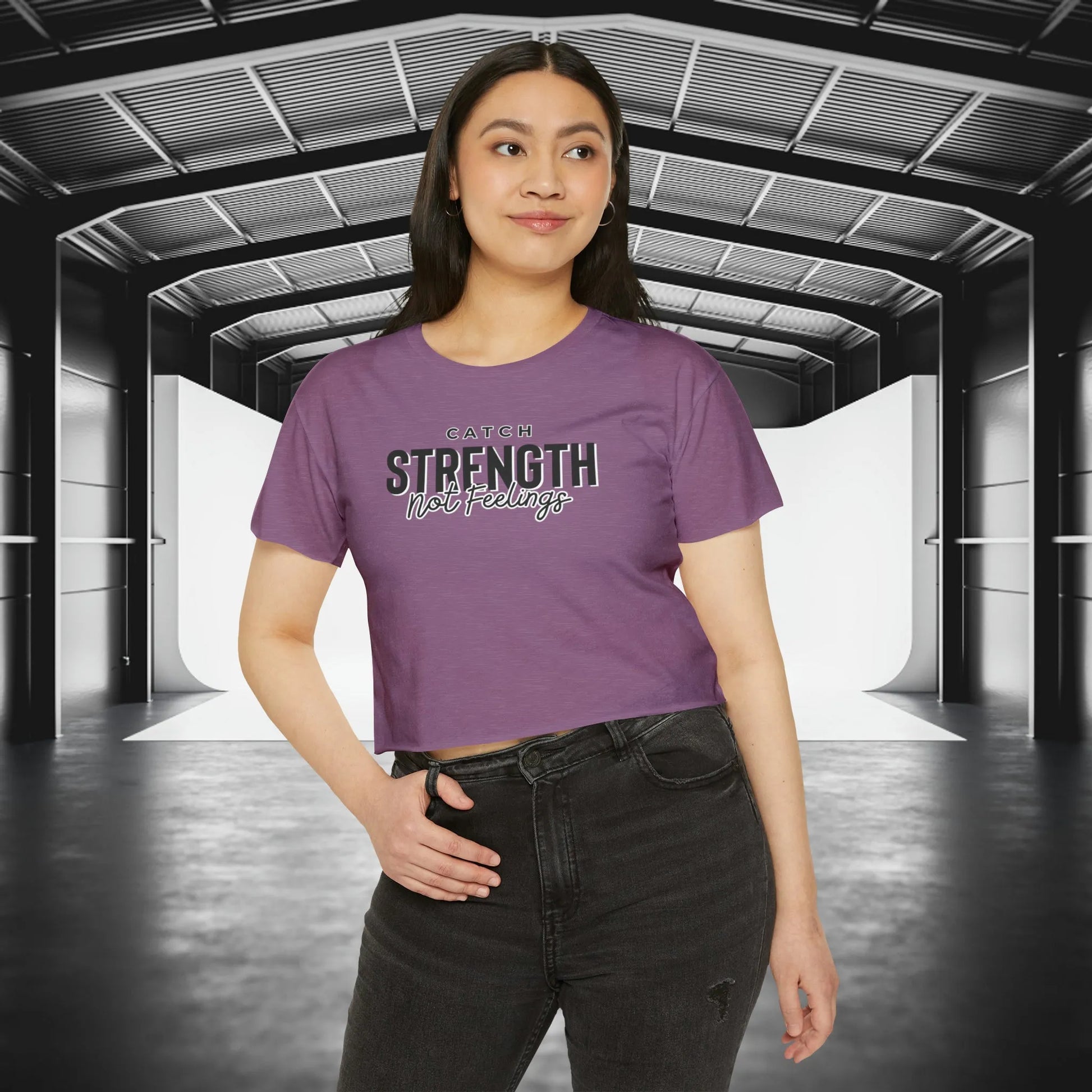 Catch Strength Not Feelings Crop Top Shiraz