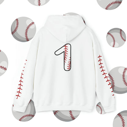 Custom Number Baseball Mom Hooded Sweatshirt with Sleeve Stitches Back