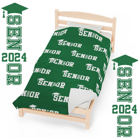 Class of 2024 Celebration Throw Blanket: Personalized, Cozy, and Stylish - Senior 2024 Personalized Throw Blanket Green