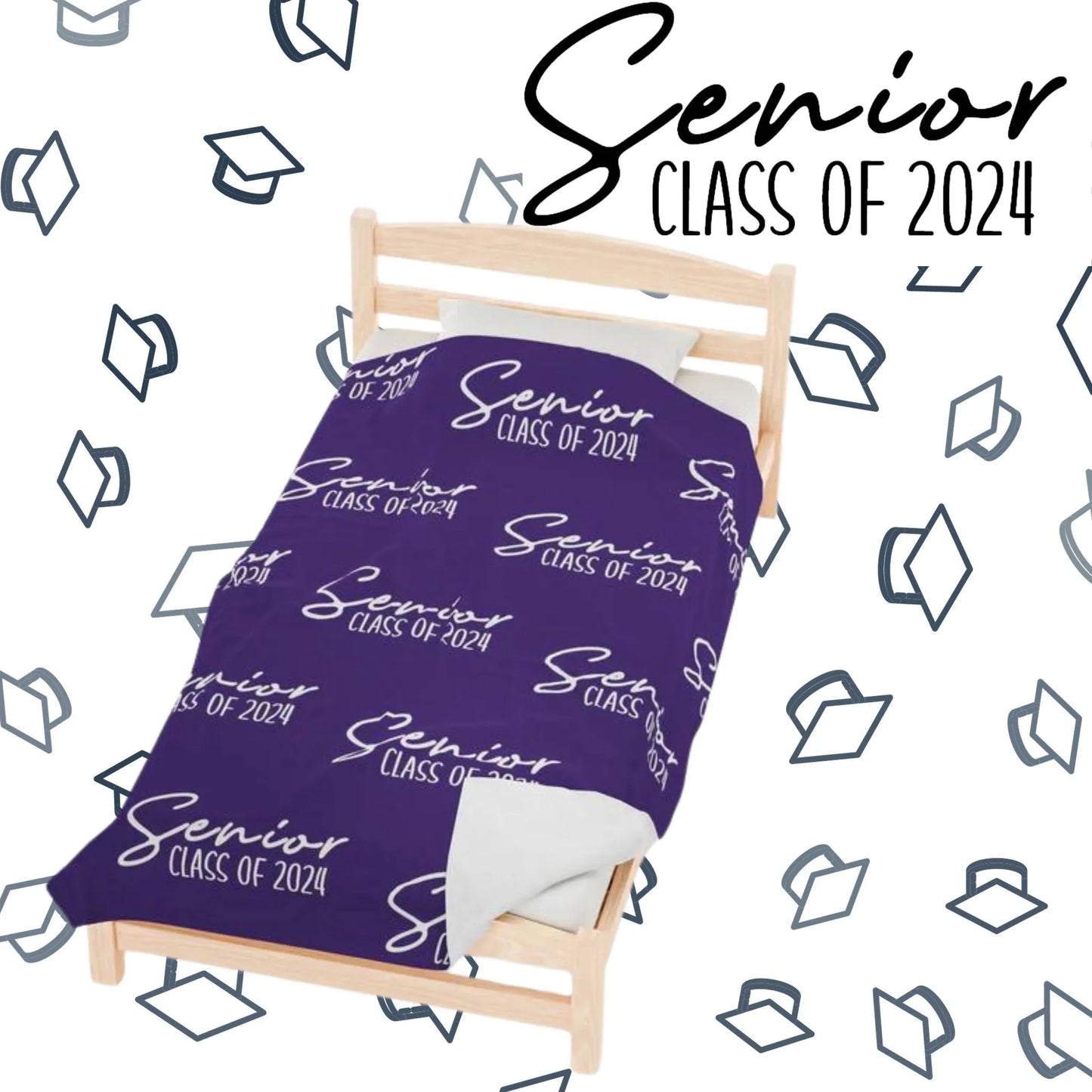 Senior Class of 2024 Celebration Throw Blanket: Personalized, Cozy, and Stylish - Senior 2024 Personalized Throw Blanket Purple