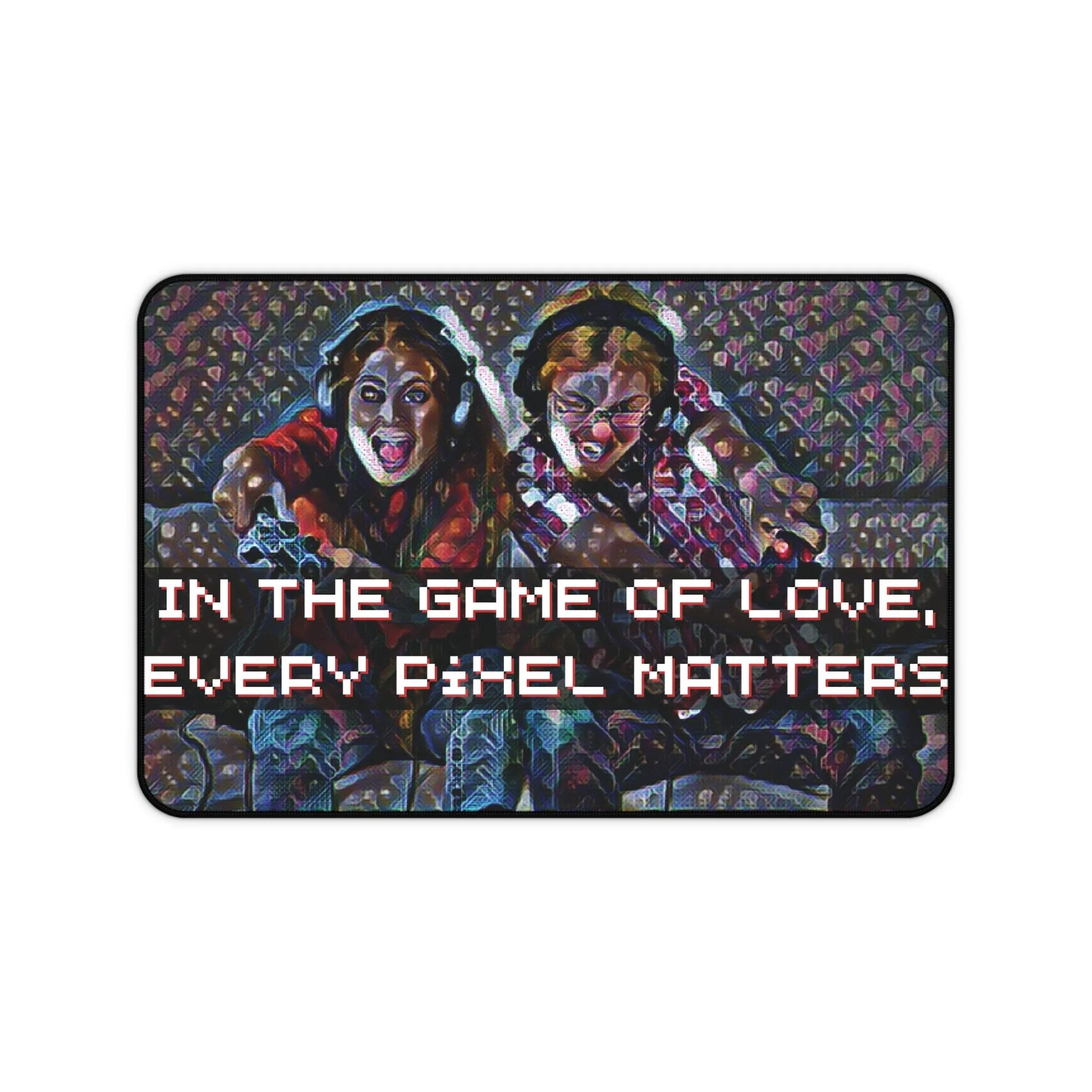 'In The Game Of Love, Every Pixel Matters' Personalized Gaming Photo Desk Mat -  Level Up Your Gaming Space with Customized Gaming Desk Mat – Personalized Style for Avid Gamers small