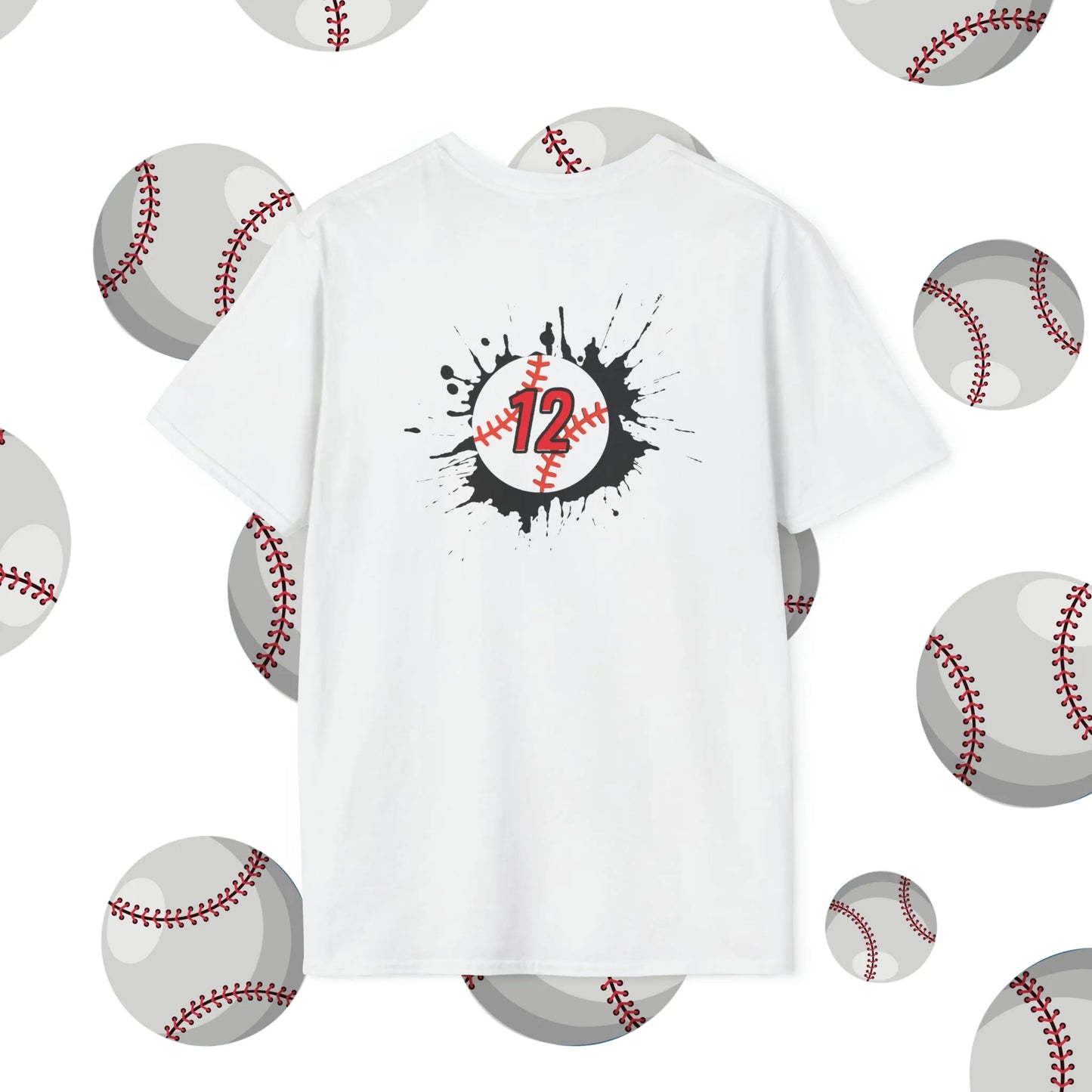 Custom Baseball Shirt - Swing King Baseball Player Soft-Style T-Shirt White Shirt Back