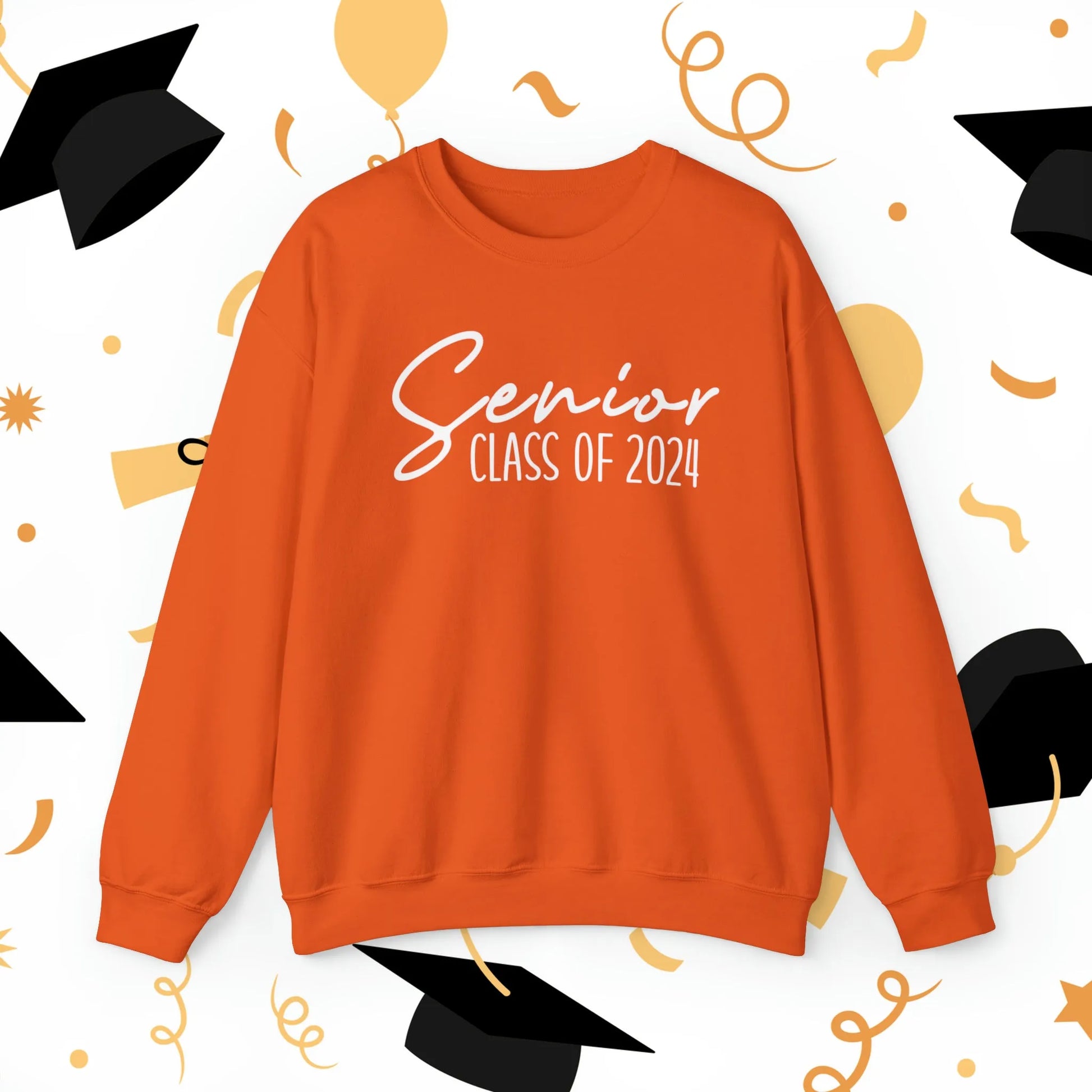 Senior Class of 2024 Crewneck Sweatshirt - Senior 2024 Sweatshirt Orange