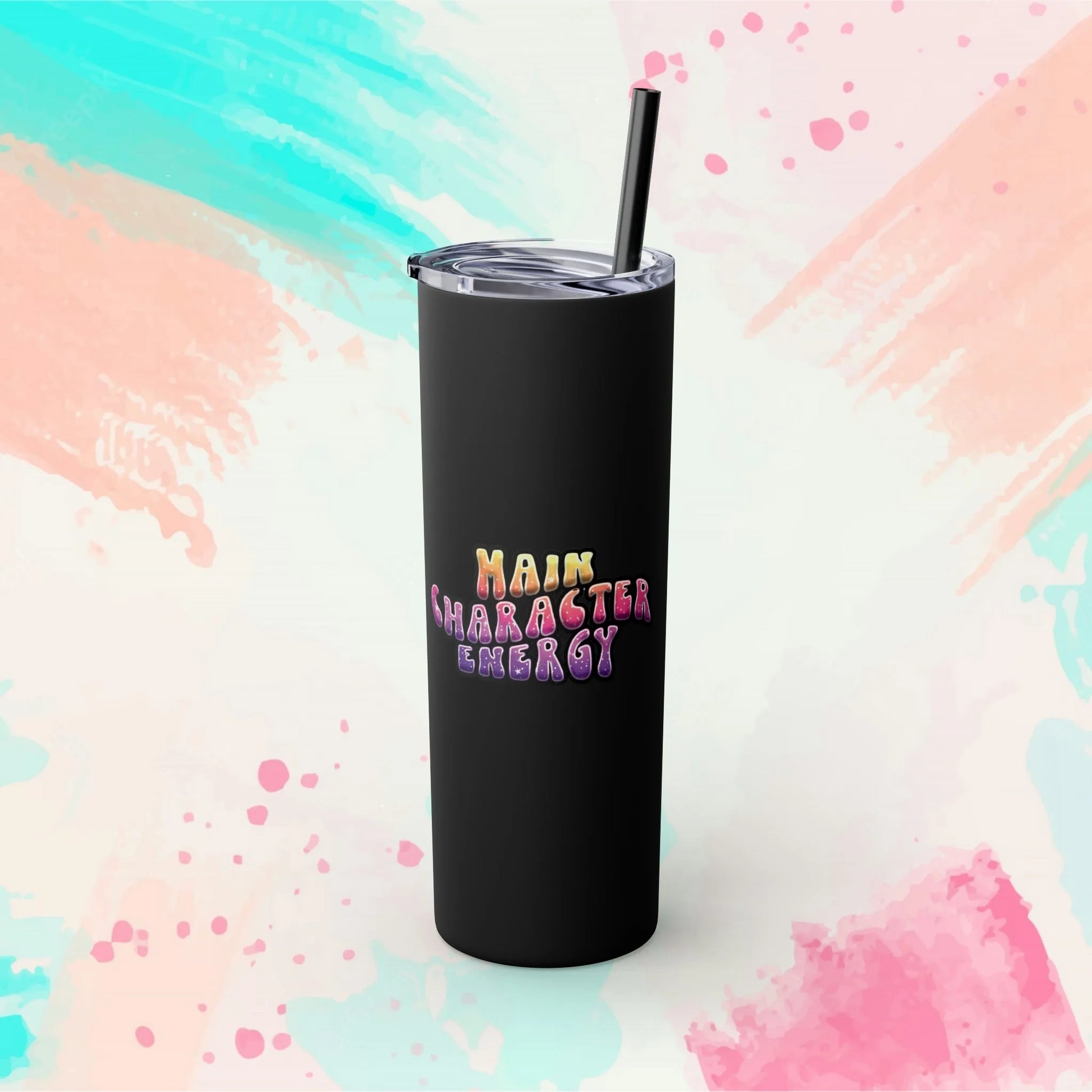 Main Character Energy Skinny Tumbler with Straw, 20oz - Vibrant Skinny Tumbler