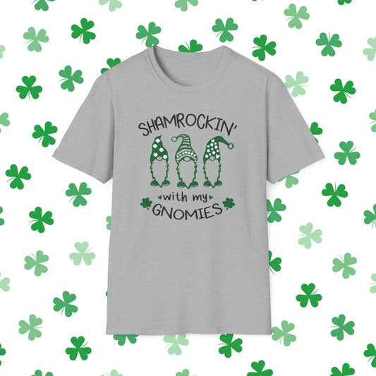 Shamrockin With My Gnomies St. Patrick's Day T-Shirt - Shamrockin With My Gnomies Shirt Grey