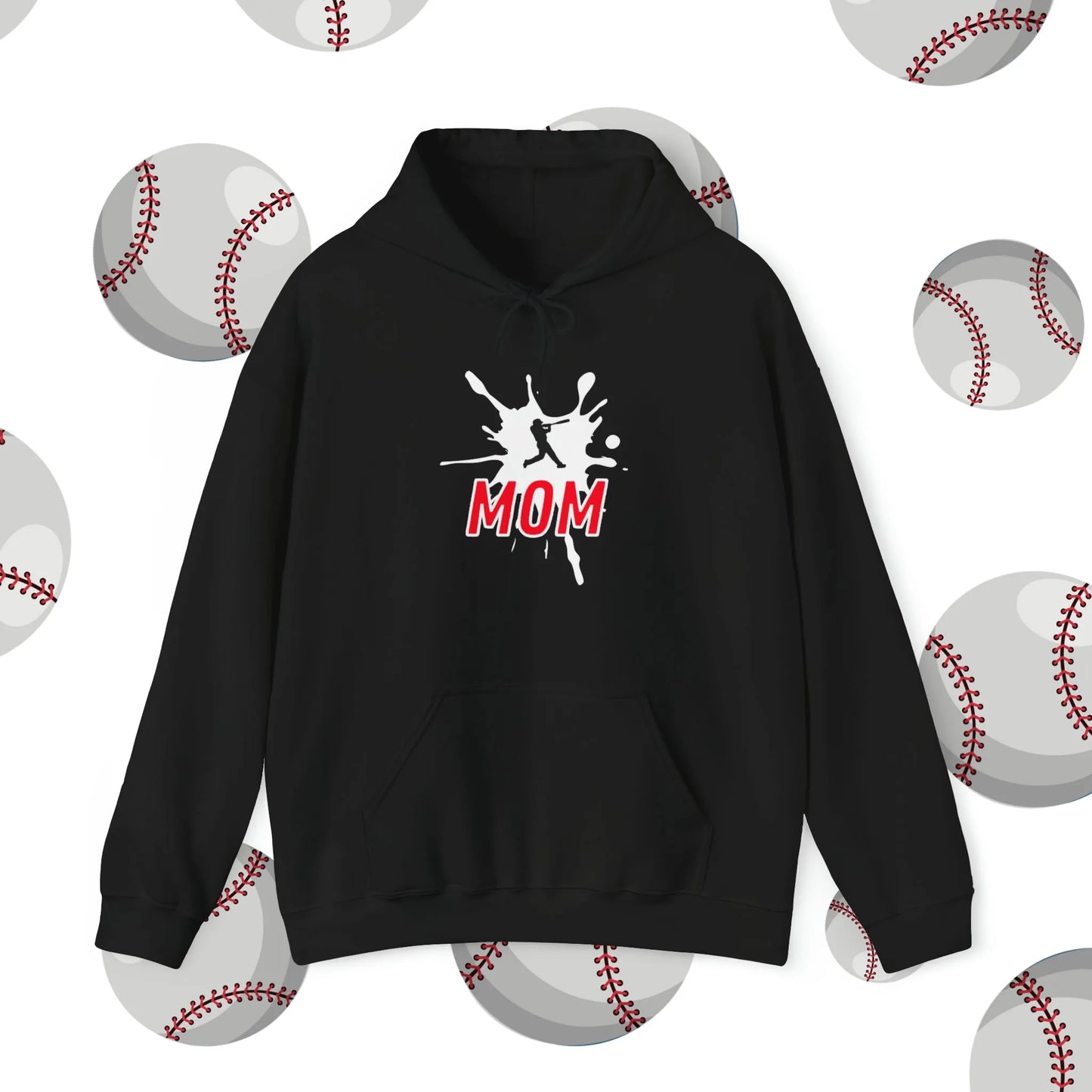 Custom Baseball Mom Hooded Sweatshirt Black Front