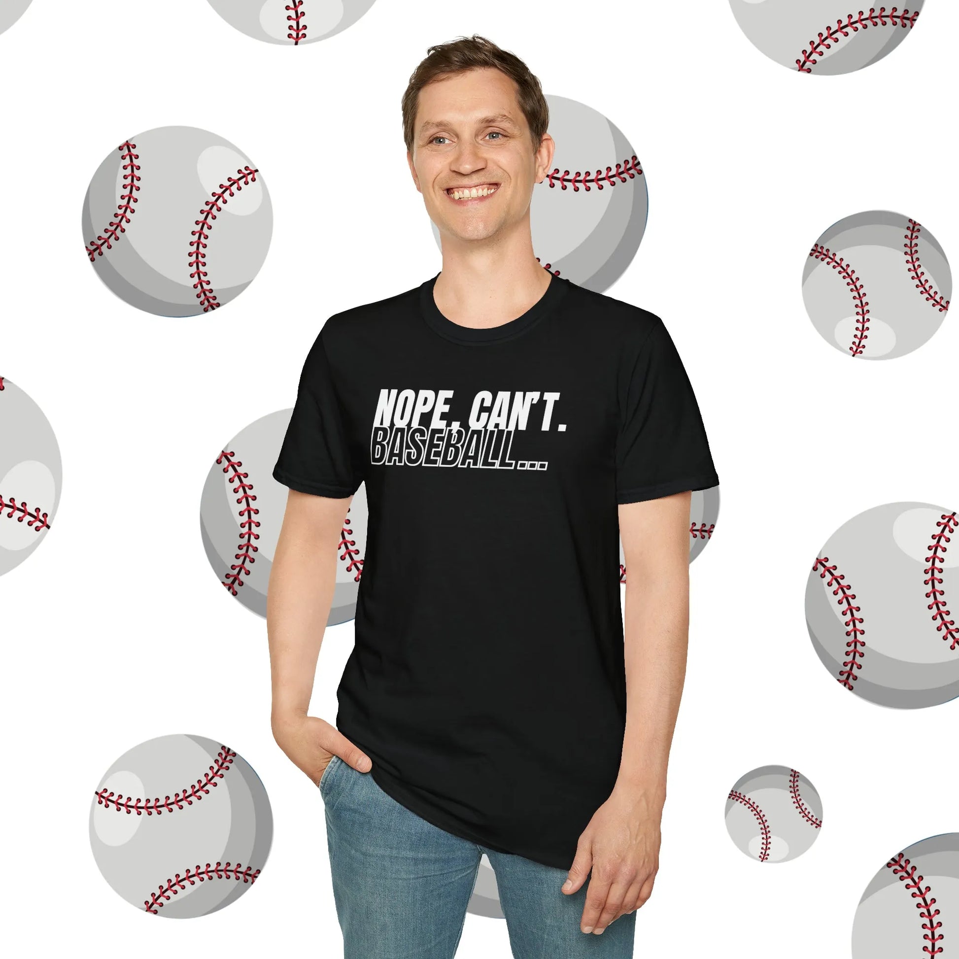 Nope, Can't. Baseball... Tshirt - Funny Baseball Shirt - Nope Can't Baseball Shirt Black Male