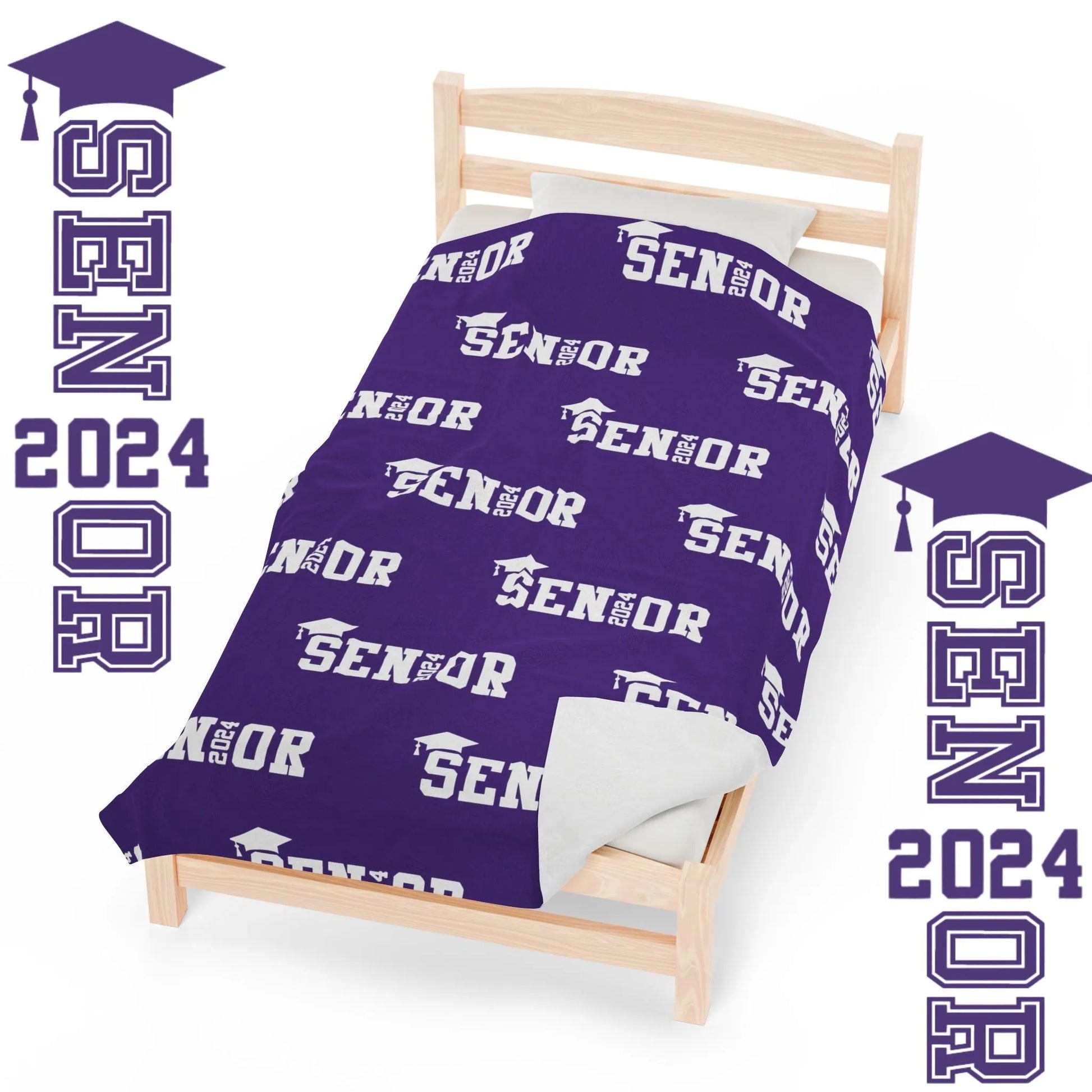 Class of 2024 Celebration Throw Blanket: Personalized, Cozy, and Stylish - Senior 2024 Personalized Throw Blanket Purple