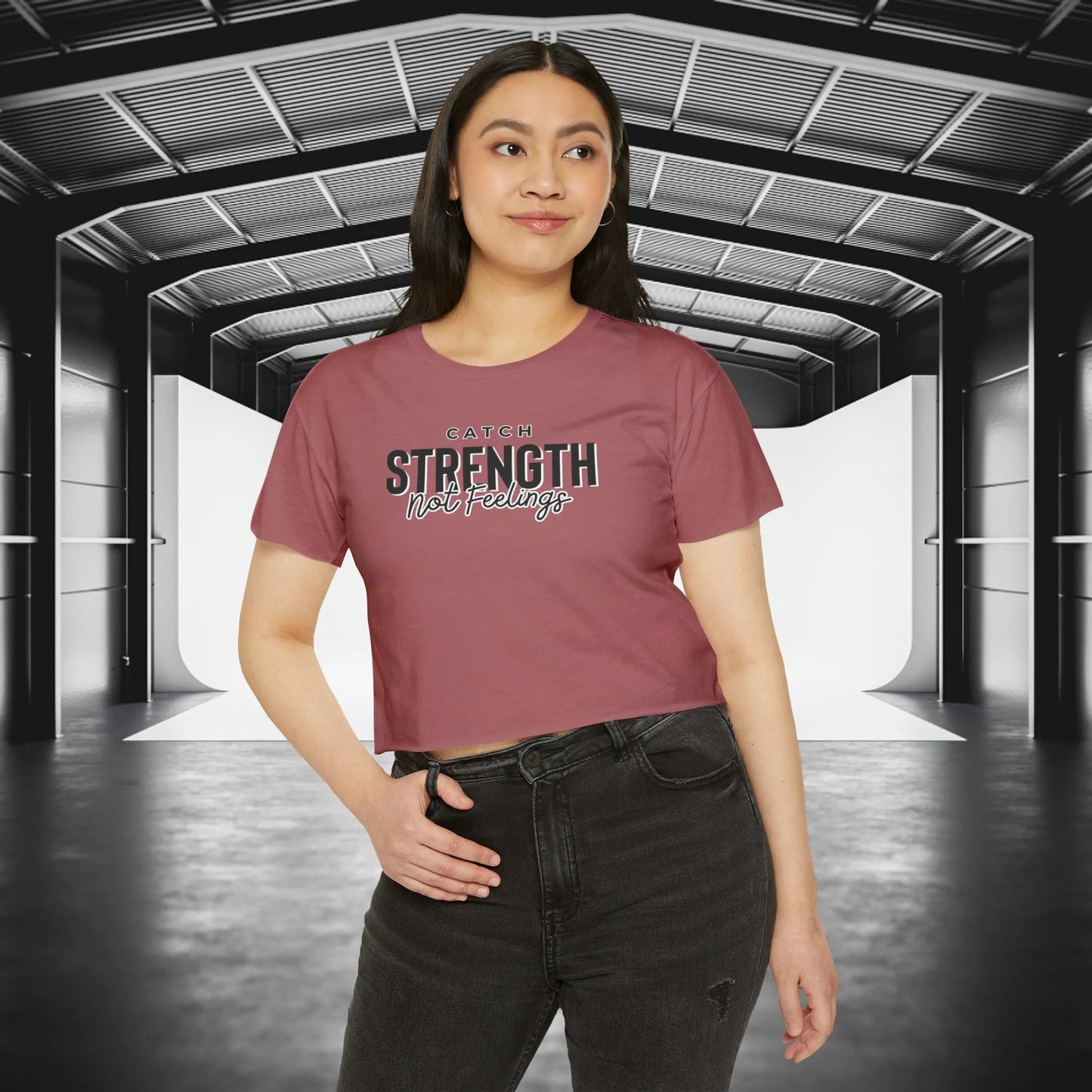 Catch Strength Not Feelings Crop Top Burnt Paprika