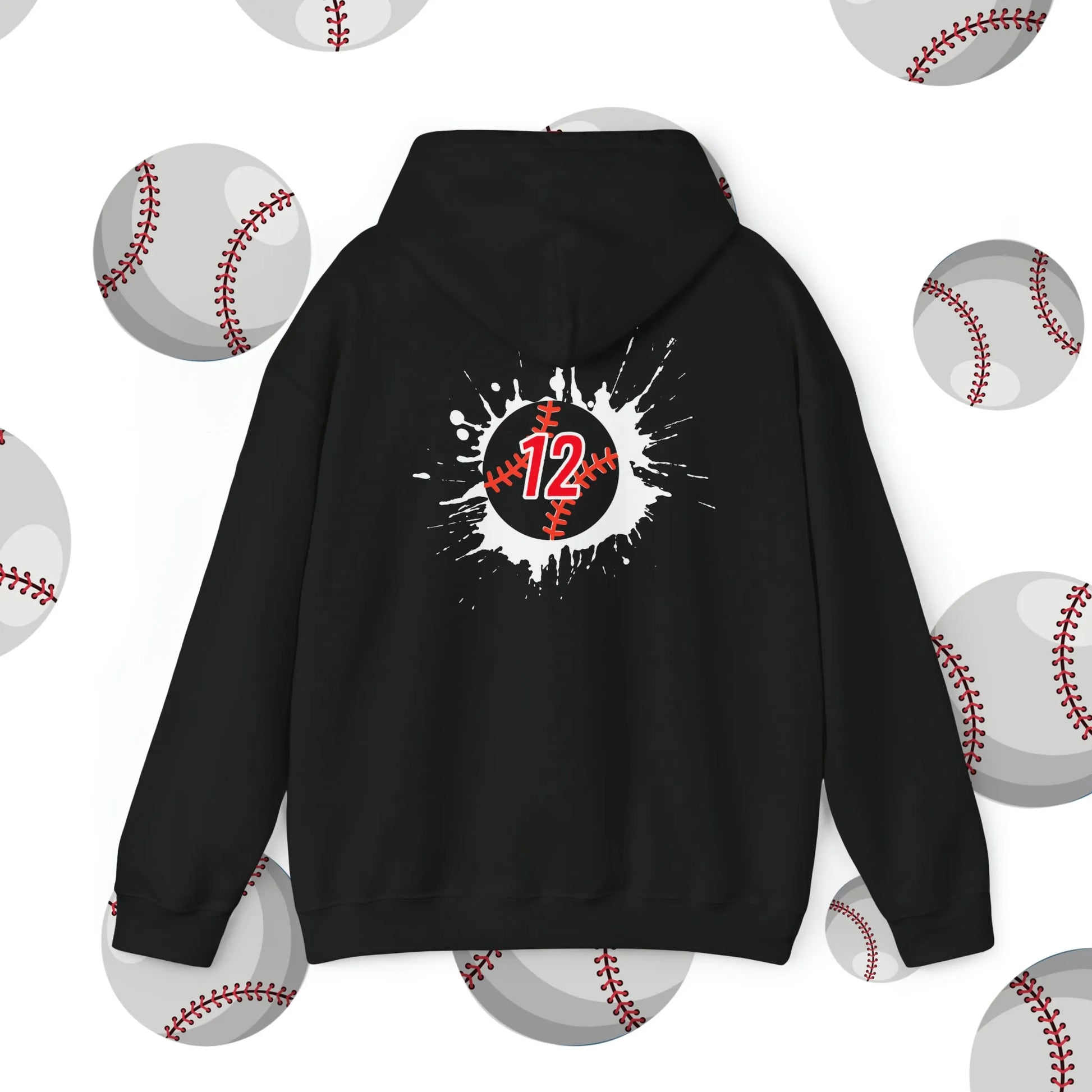 Custom Baseball Grandma Hooded Sweatshirt Black Hoodie Back
