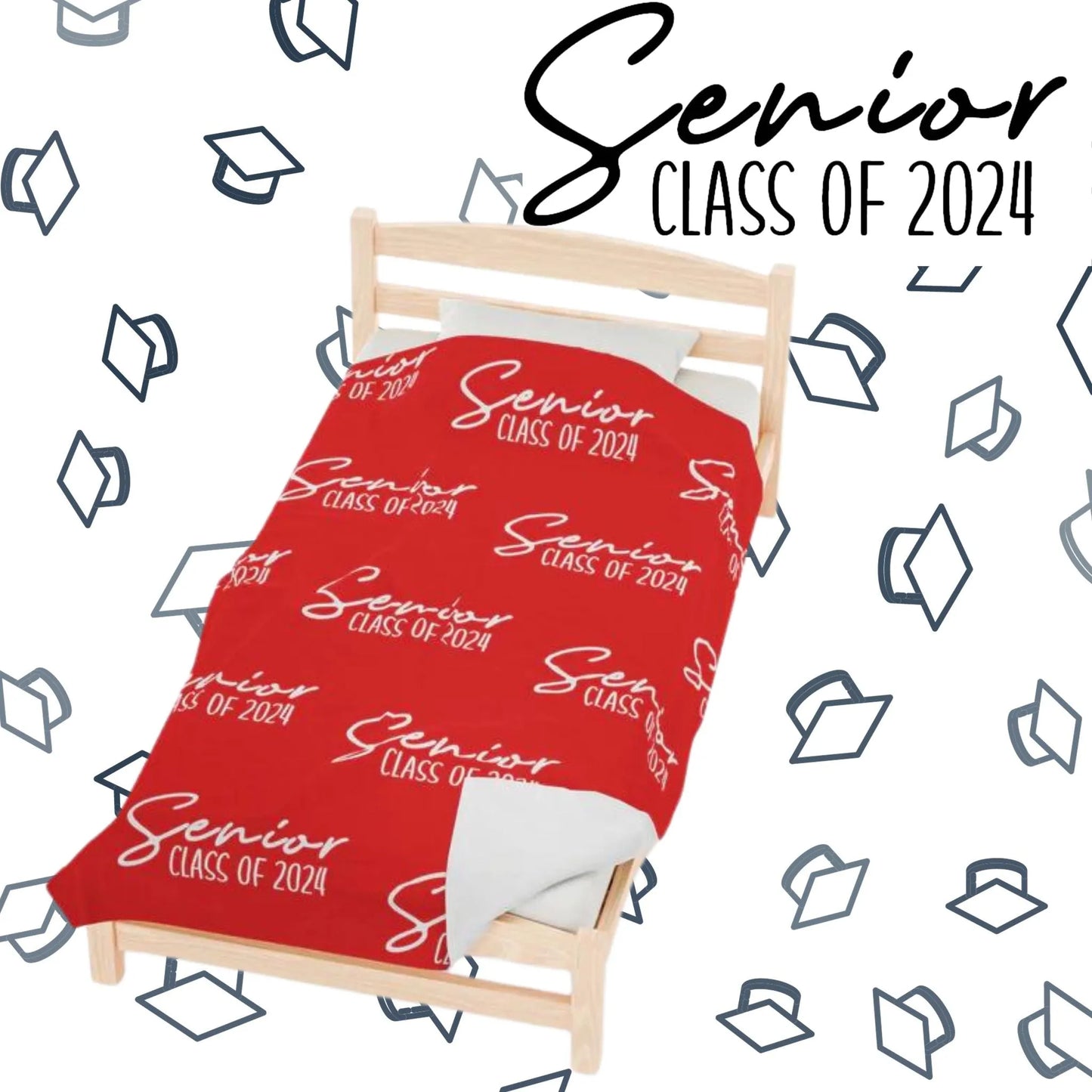 Senior Class of 2024 Celebration Throw Blanket: Personalized, Cozy, and Stylish - Senior 2024 Personalized Throw Blanket Red