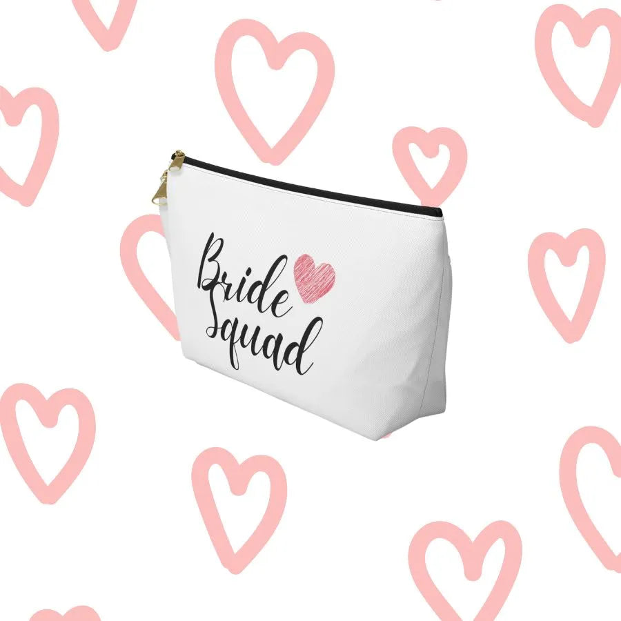 Bride Squad Bachelorette Party T-Bottom Pouches Front Side View Black Zipper