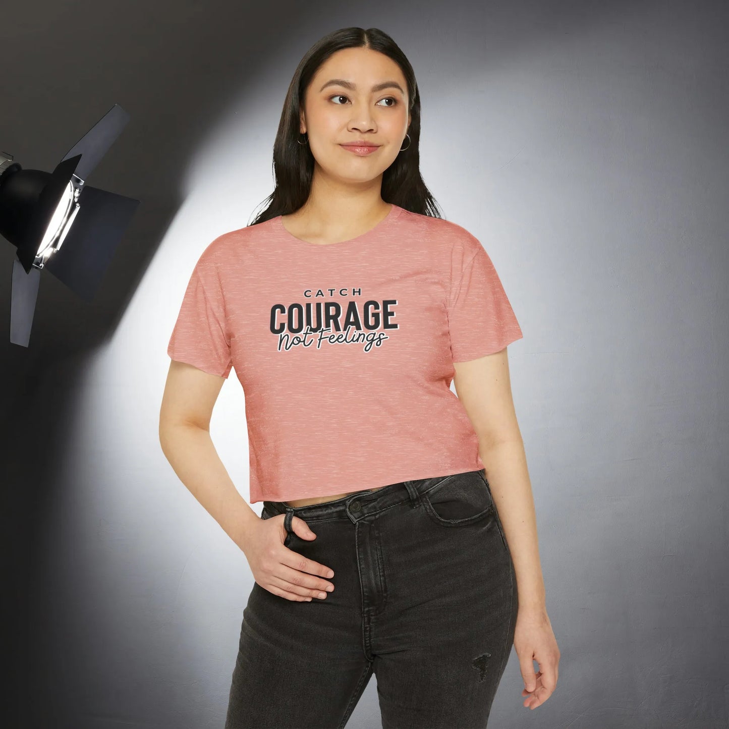 Catch Courage Not Feelings Crop Top - Trendy Women's Top Pale Pink