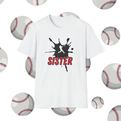Custom Baseball Sister Shirt - Baseball Sister Player Number T-Shirt White Shirt Front