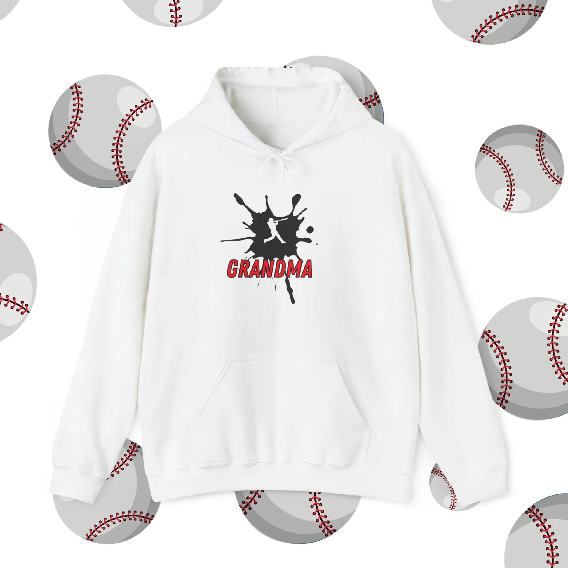 Custom Baseball Grandma Hooded Sweatshirt White Hoodie Front