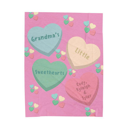 Grandma's Little Sweetheart Personalized Valentine's Day Blanket - Personalized Grandma's Little Sweethearts Personalized Valentine's Day Blanket