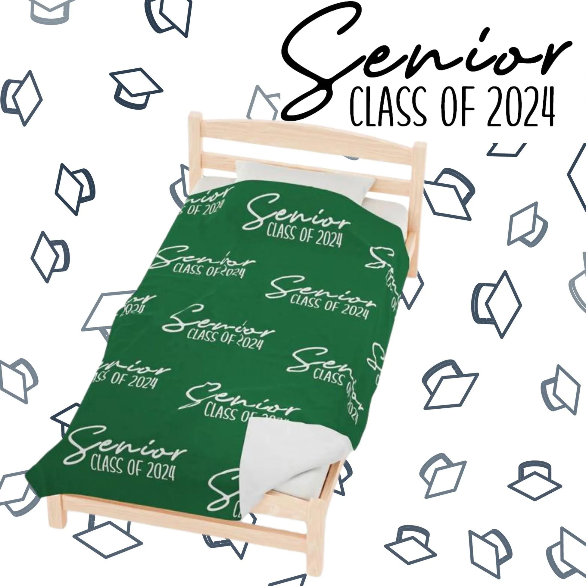 Senior Class of 2024 Celebration Throw Blanket: Personalized, Cozy, and Stylish - Senior 2024 Personalized Throw Blanket Green