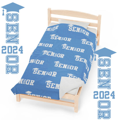 Class of 2024 Celebration Throw Blanket: Personalized, Cozy, and Stylish - Senior 2024 Personalized Throw Blanket Light Blue