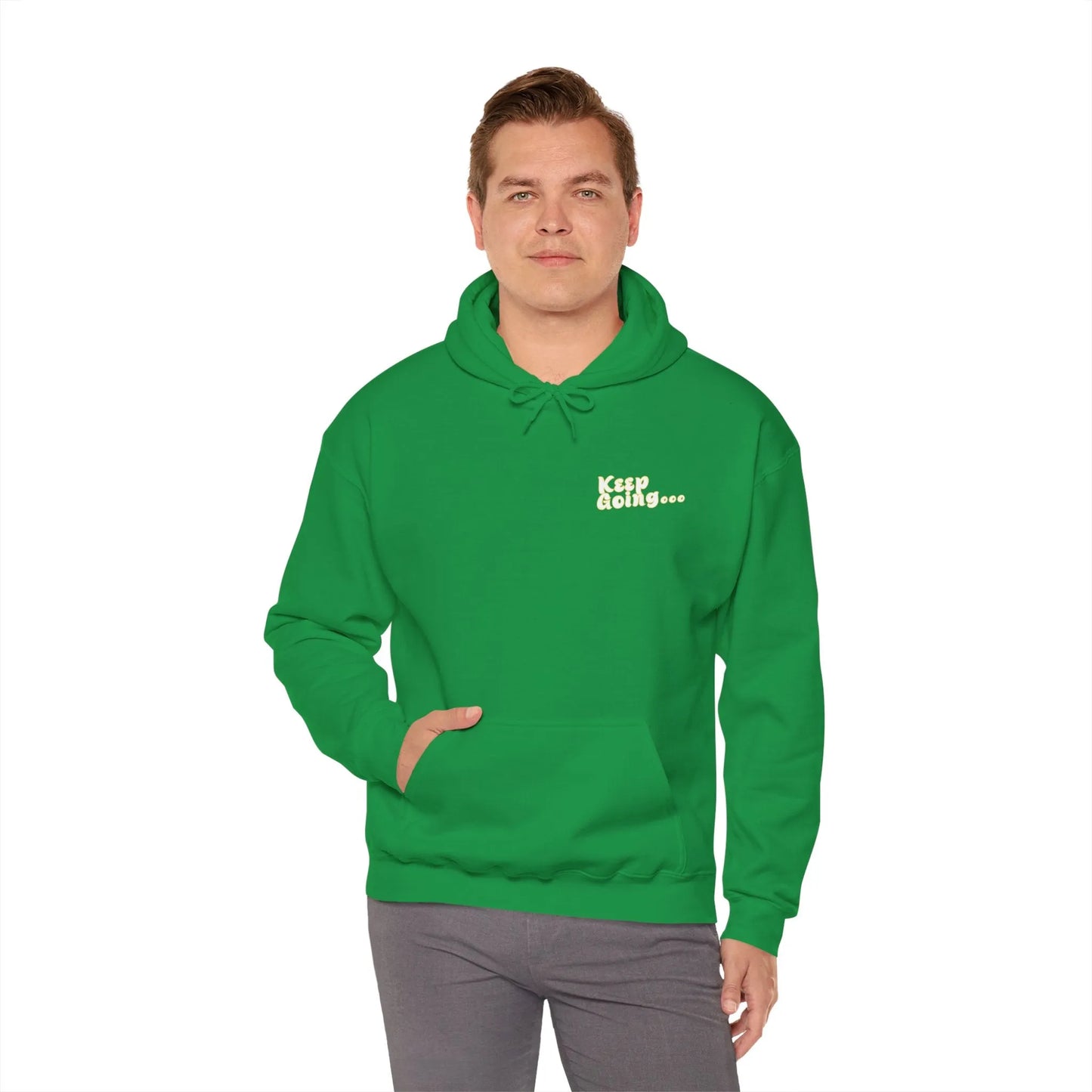 It's A Good Day To Keep Going Hoodie Yellow Green Front Model
