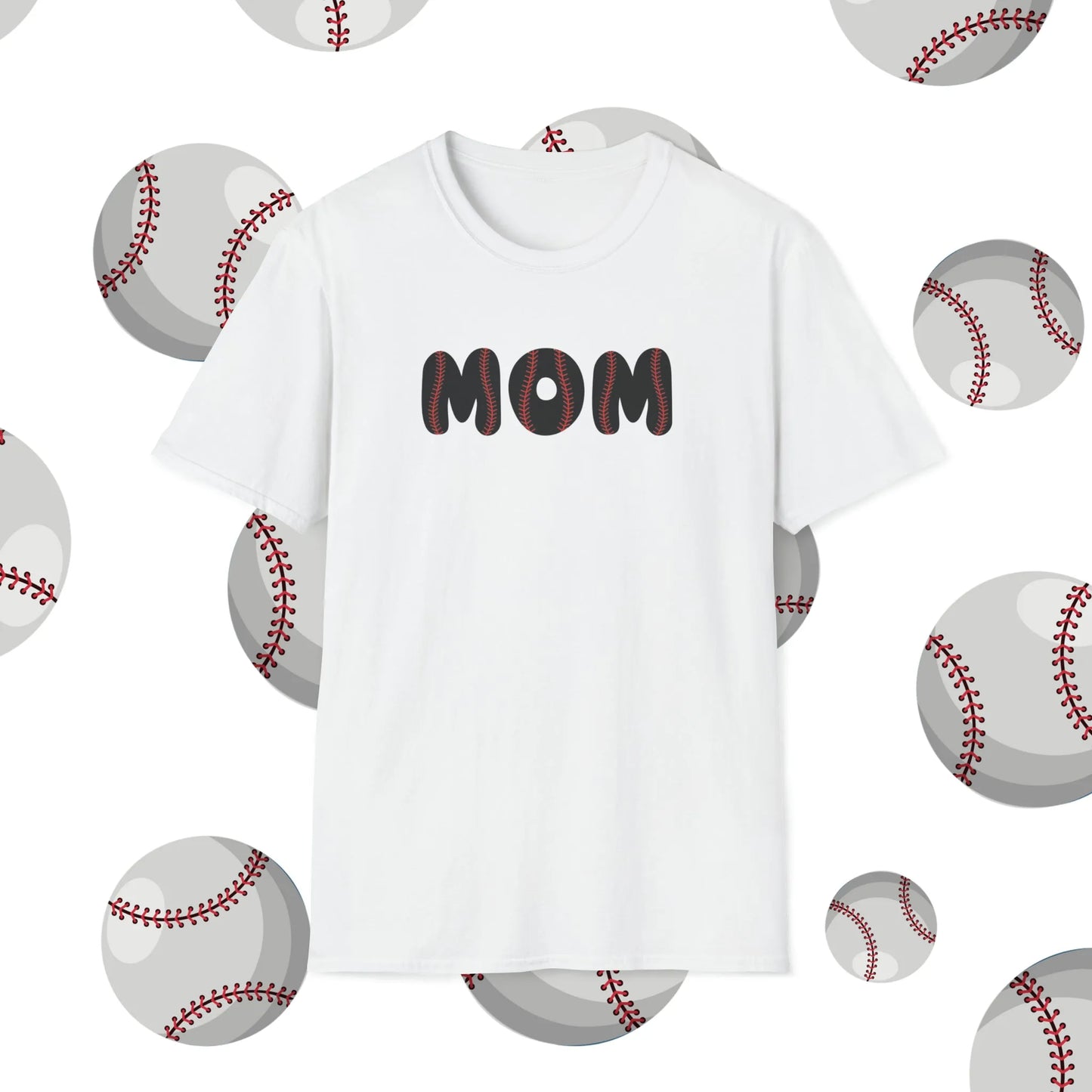 Custom Baseball Mom Shirt - Baseball Mom Softstyle T-Shirt - Baseball Mom Shirt White Front Custom Baseball Mom Shirt - Baseball Mom Softstyle T-Shirt - Baseball Mom Shirt White Front