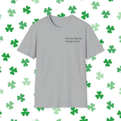 Personalized Teacher Squad St. Patrick's Day T-Shirt - Comfort & Charm - Teacher Squad Shirts - St. Patrick's Day Teacher Shirt Front Grey